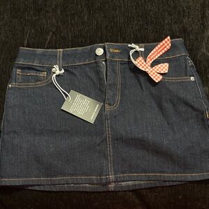 Ashley Mason Dark Indigo Denim Mini Skirt with Contrast Stitching